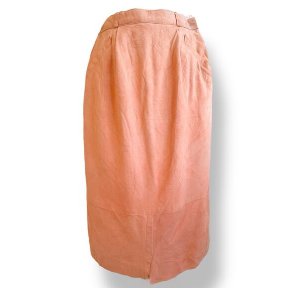 Vintage Alfred Sung Pink Suede Pencil Skirt 8 Made in Canada Lined Classic 90s - Picture 5 of 9